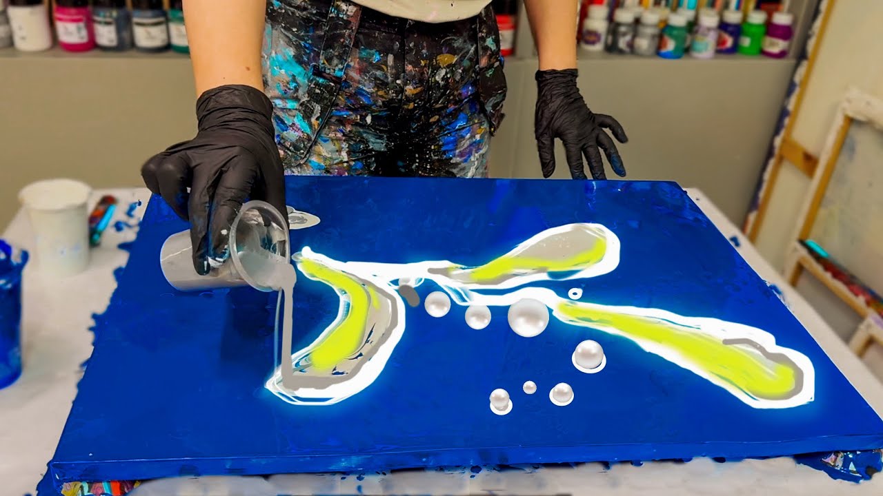 5 Acrylic Pour Techniques in One Video | Blue & Gold Fluid Art Magic