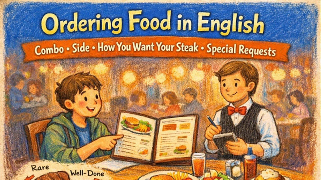How to Order Food in English Like a Local 🍽️ | Steak, Fast Food & Magic Phrases | A2–B1
