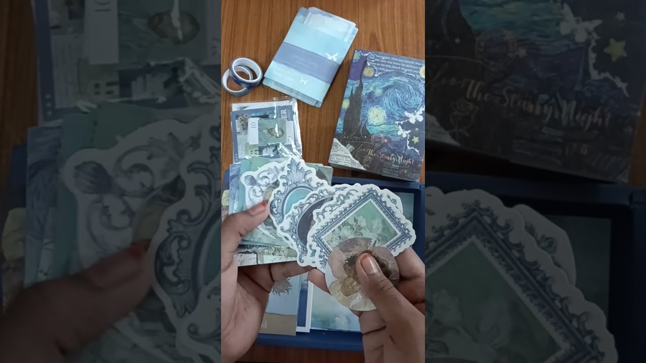 unboxing my starry night journal kit .#art #journal . ArtisticHana.💙💛