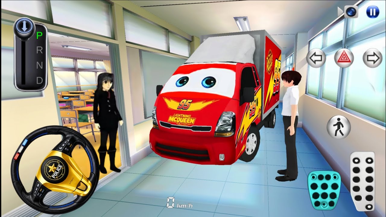 3D Driving Class Gameplay 🚗 Lightning McQueen Van Mod Inside School | GaMiNg WiTh CaR