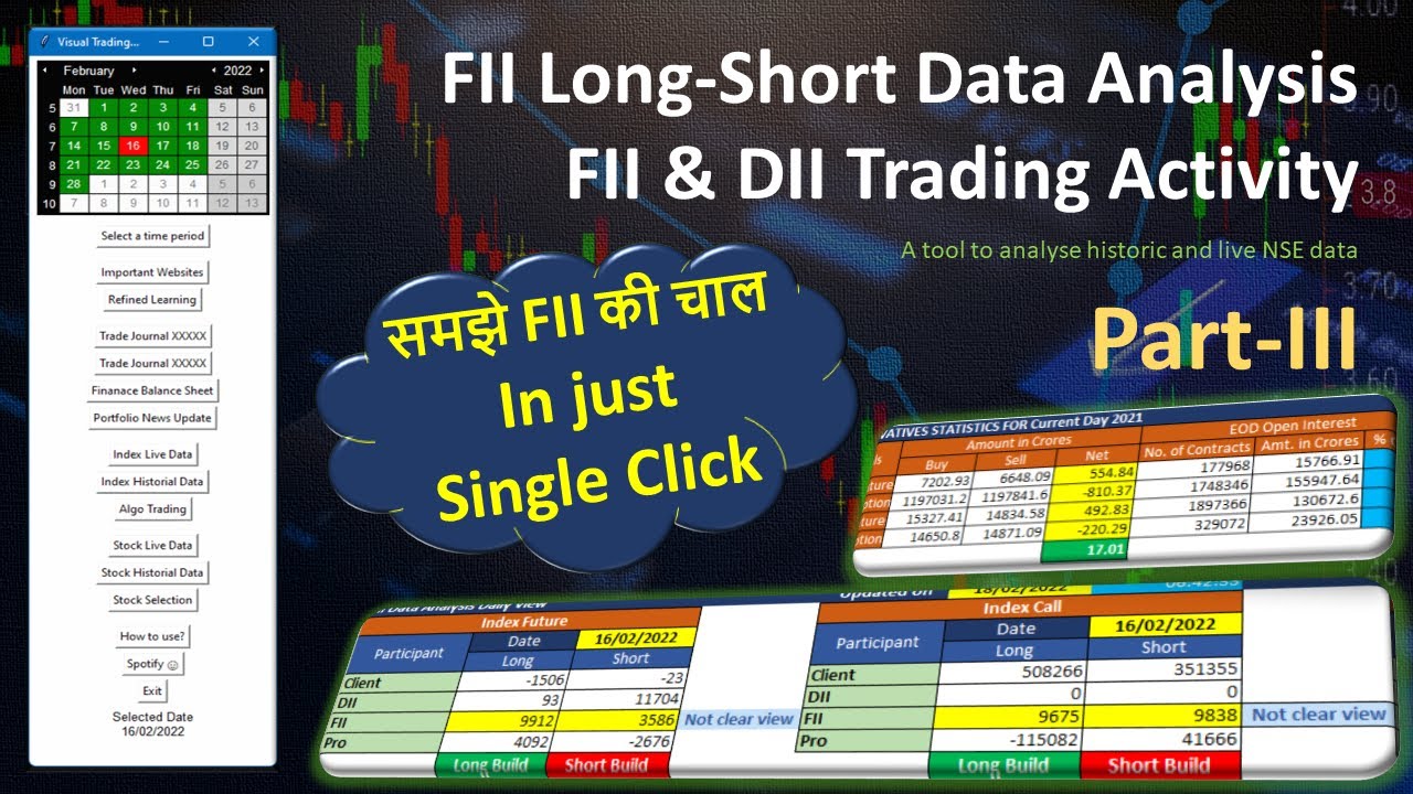 FII Data Analysis in just Single Click | In Excel Sheet | Visual Trading Tool
