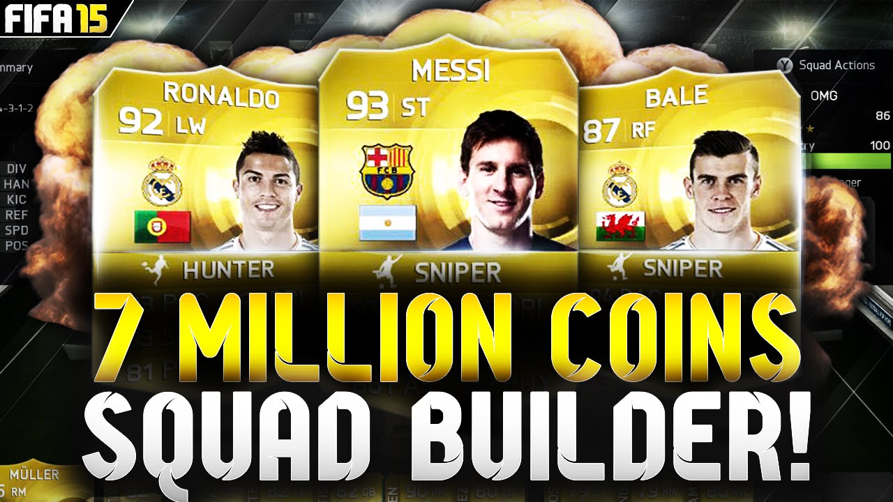 FIFA 15 - 7 MILLION COINS LIGA BBVA SQUAD BUILDER FT RONALDO, MESSI & BALE! 50K GIVEAWAY!