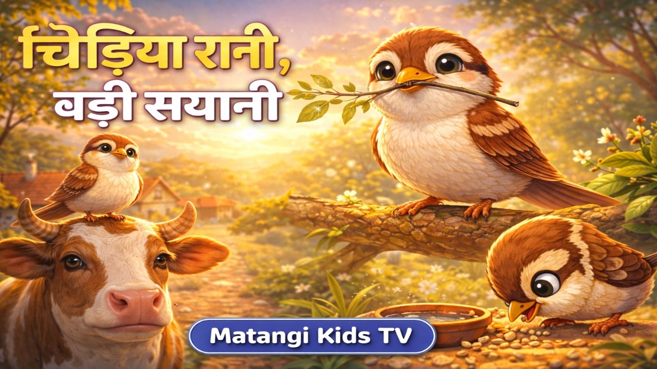 चिड़िया रानी, बड़ी सयानी 🐦 | प्यारी कविता बच्चों के लिए | Matangi Kids TV