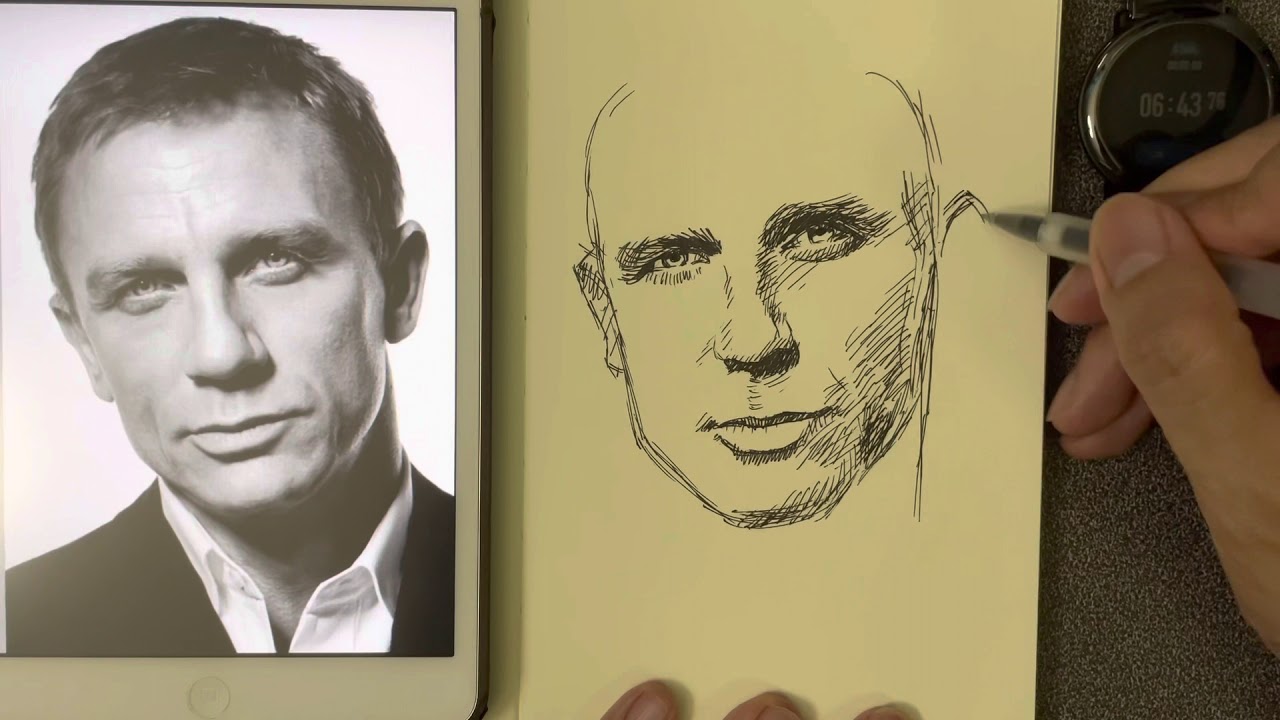 Draw Daniel Craig in 10 minutes
