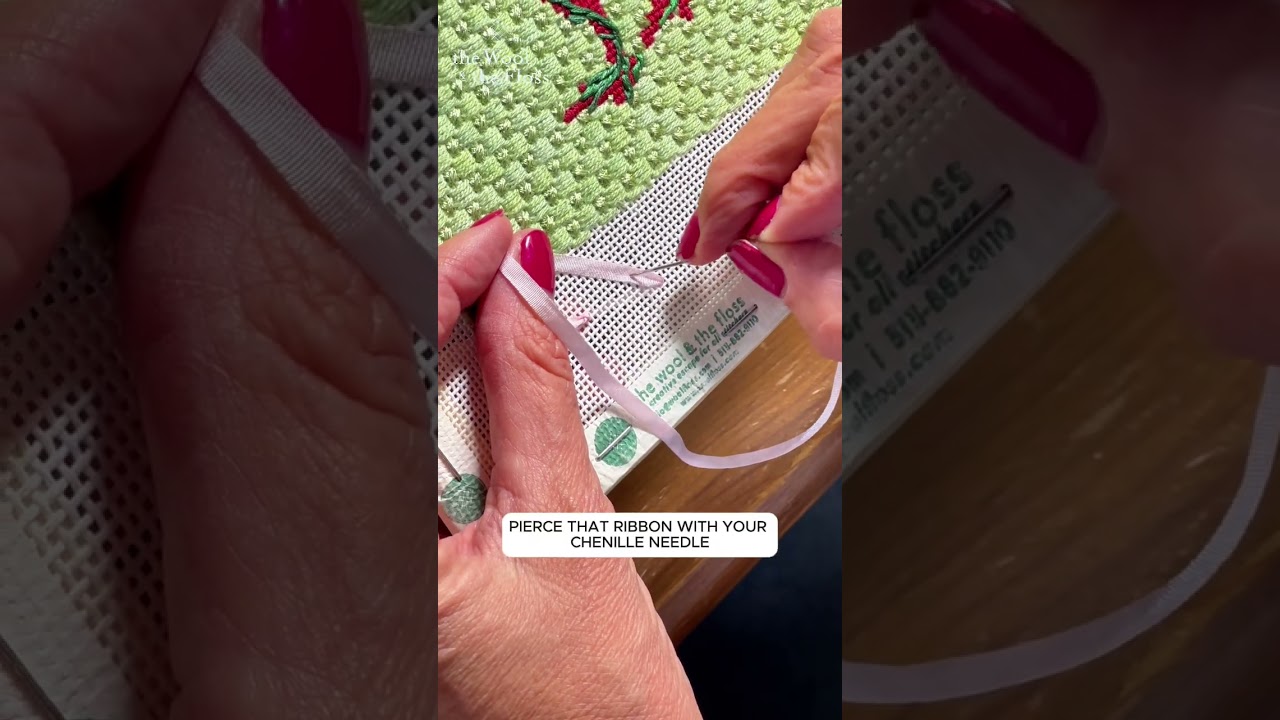 How To: Japanese Ribbon Stitch for flowers on needlepoint projects