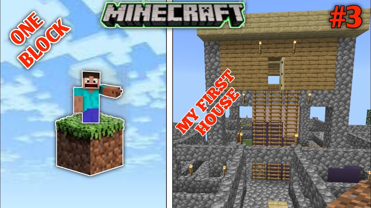 MINECRAFT ONE BLOCK#3 MY FIRST HOUSE🥰🥰