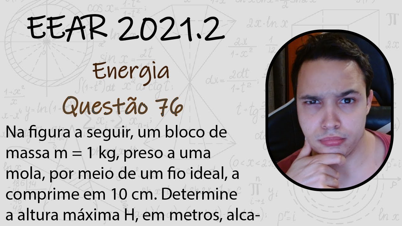 EEAR 2021 - Na figura a seguir, um bloco de massa m = 1 kg, preso a uma mola, por meio de um fio