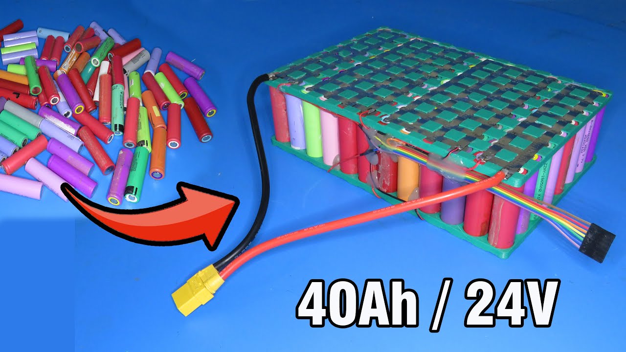 How to make 40Ah / 24V battery pack from old laptop batteries