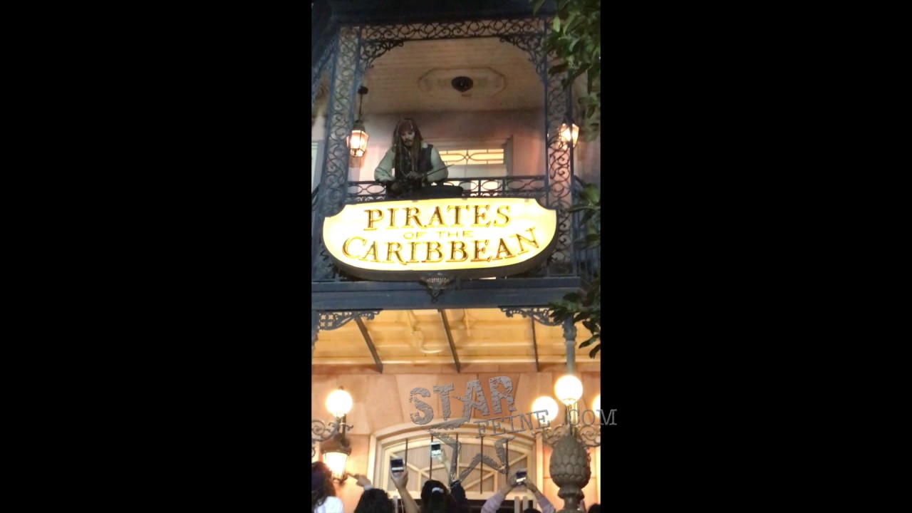 Johnny Depp surprises fans in New Orleans Square as Captain Jack Sparrow at Disneyland.