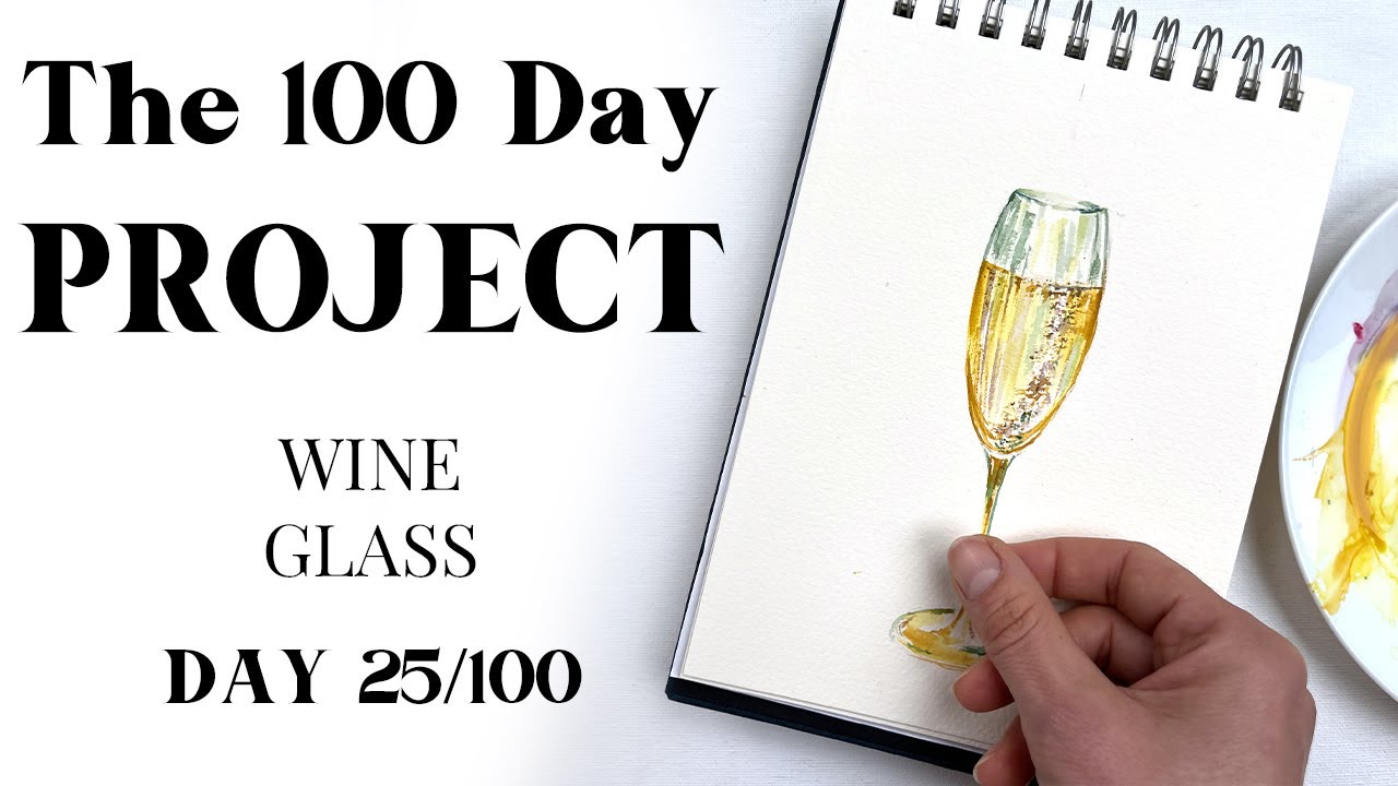 How to paint WINE GLASS with watercolor. Painting idea 25/100