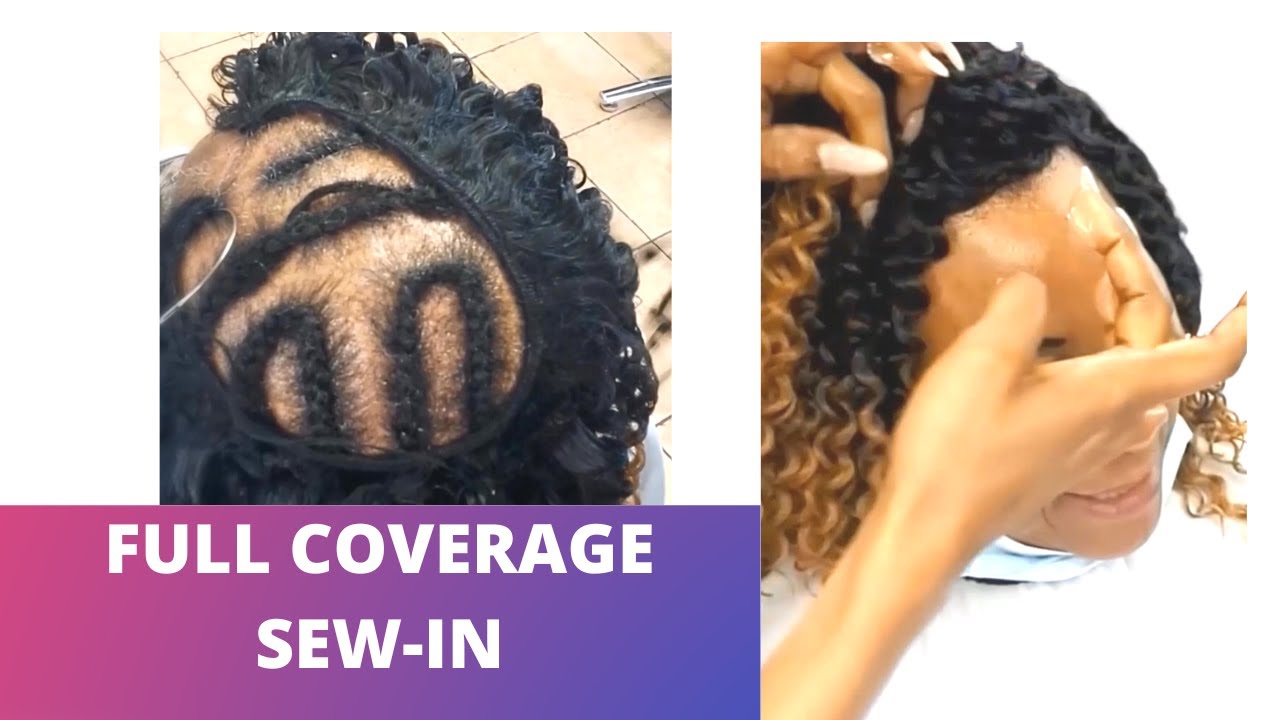 DETAILED SEW-IN WEAVE FOR 2025, ( CURLY  WEAVE  ) | black & blond