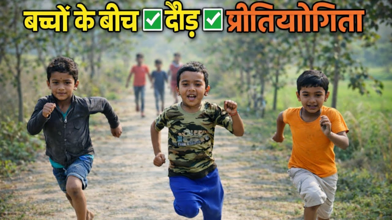 🔥 बच्चों के बीच दौड़ प्रतियोगिता | Village Running Challenge P2K 