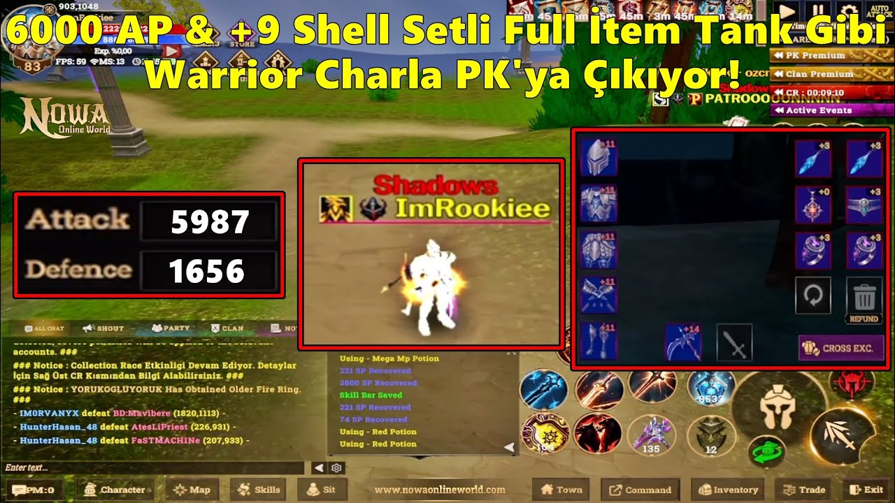 FETWORK | 6000 AP & +9 Shell Setli Full İtem Tank Gibi Warrior Charla PK'ya Çıkıyor! | Nowa Online