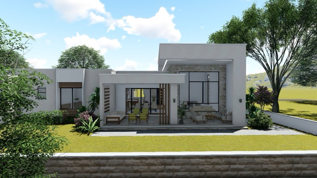 Modern 4 Bedroom Bungalow 11m x 20m - House Design with Floor Plan #architecture