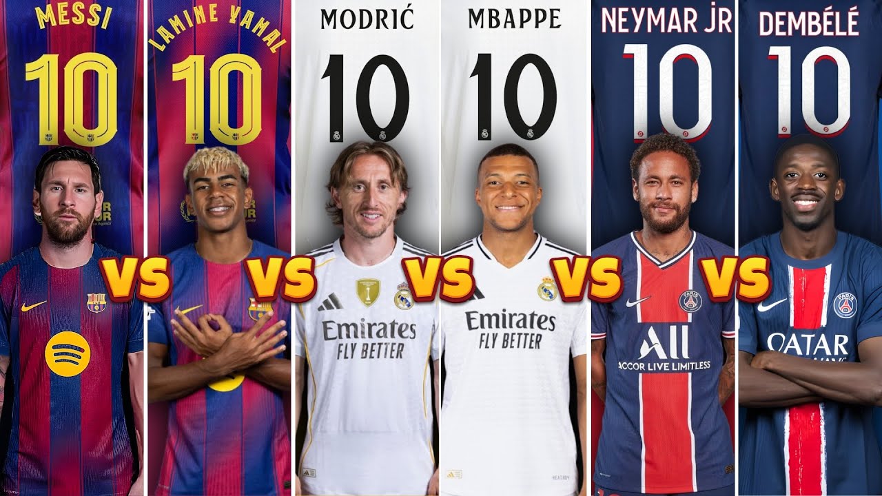 Comparison: Messi vs Neymar vs Luka Modrić vs Mbappé vs Dembélé vs Yamal