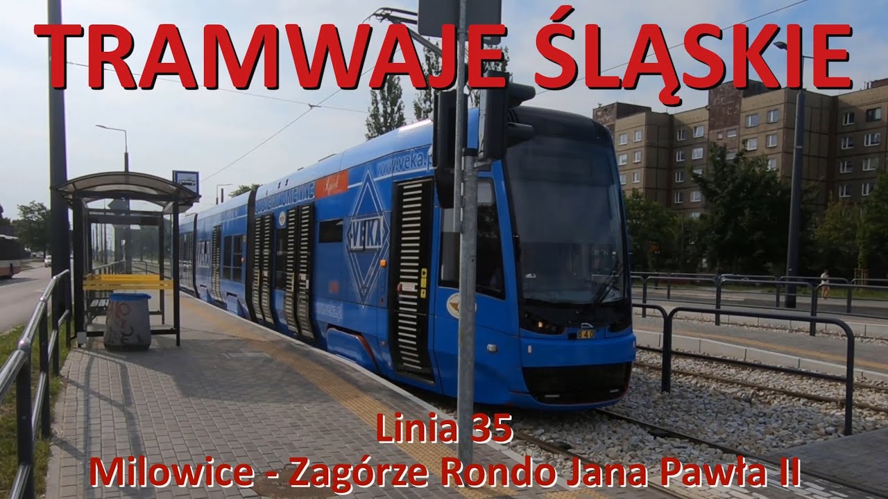Tramwaje Śląskie. Linia 35 Milowice Pętla - Zagórze Rondo JP II./Tram line 35 in Sosnowiec (Poland).