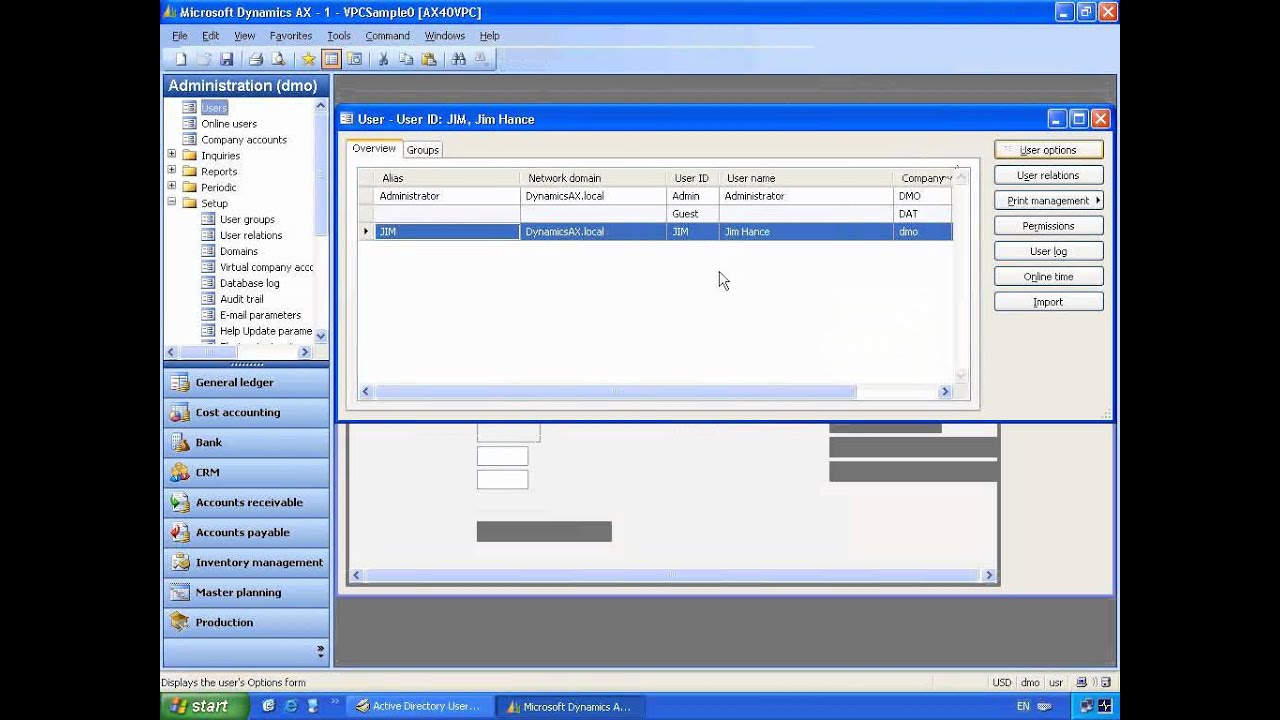Microsoft Dynamics AX User Management