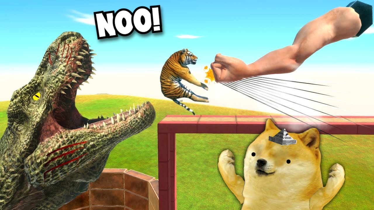 PU&Ntilde;O GIGANTE CONTRA ANIMALES SALVAJES💥3  XD - Juegos con cheems