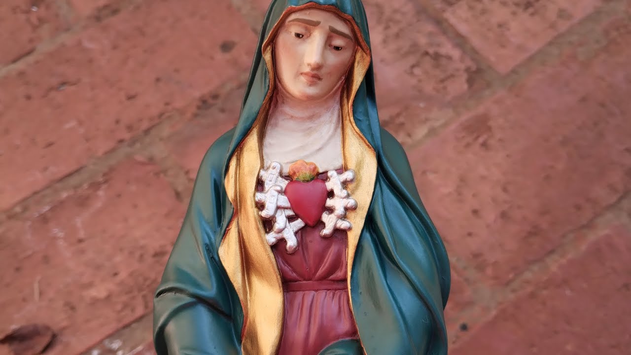 Como pintar Nossa Senhora das Dores - imagem de gesso