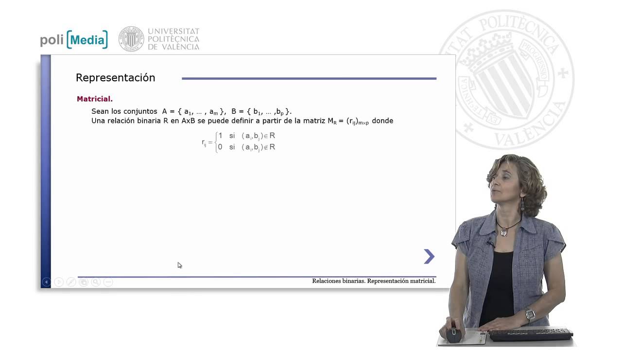 Relaciones binarias. Representación matricial | 4/23 | UPV