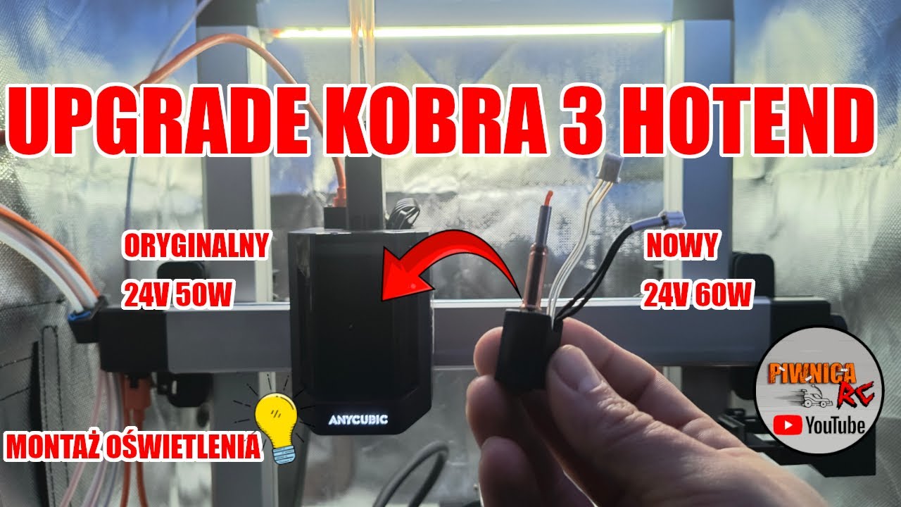 Anycubic Kobra 3 Combo - NOWY ULEPSZONY HOTEND !!! LEPSZY NIŻ ORYGINAŁ ?? / MONTAŻ OŚWIETLENIA