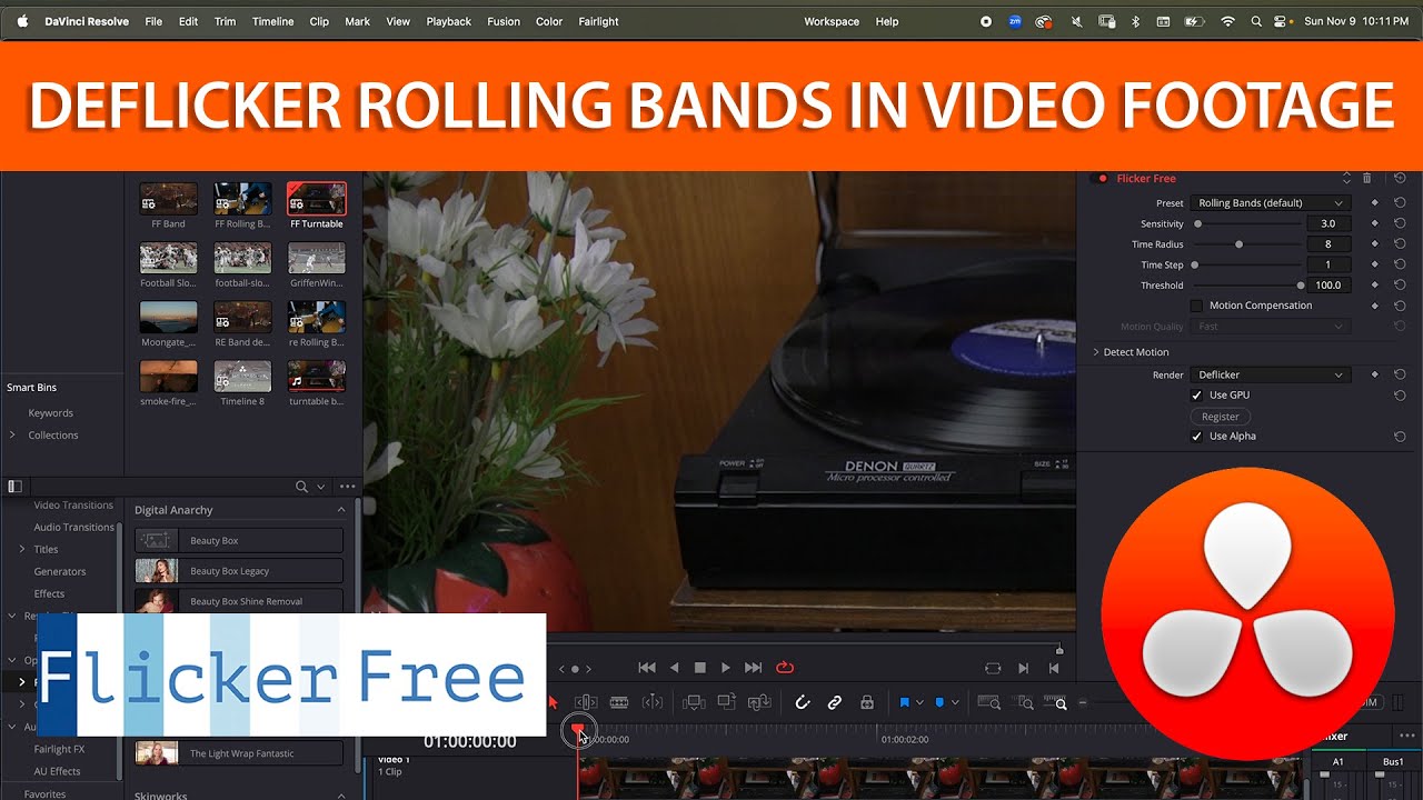 Removing LED Light Flicker (Rolling Bands) from Footage with  in Davinci Resolve