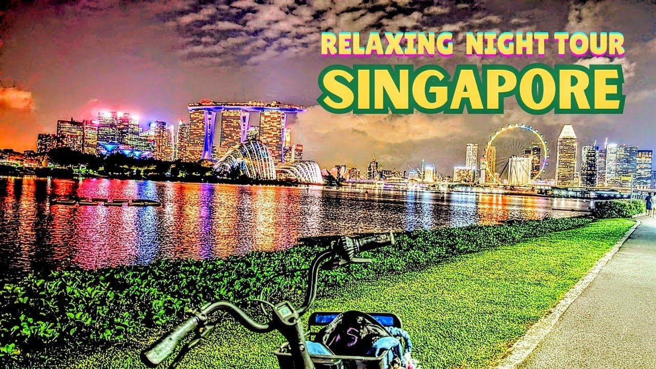 Heavenly Rainy Night Cycling in Singapore  | Marina Bay Sands & Gardens by the Bay | Peaceful Ride