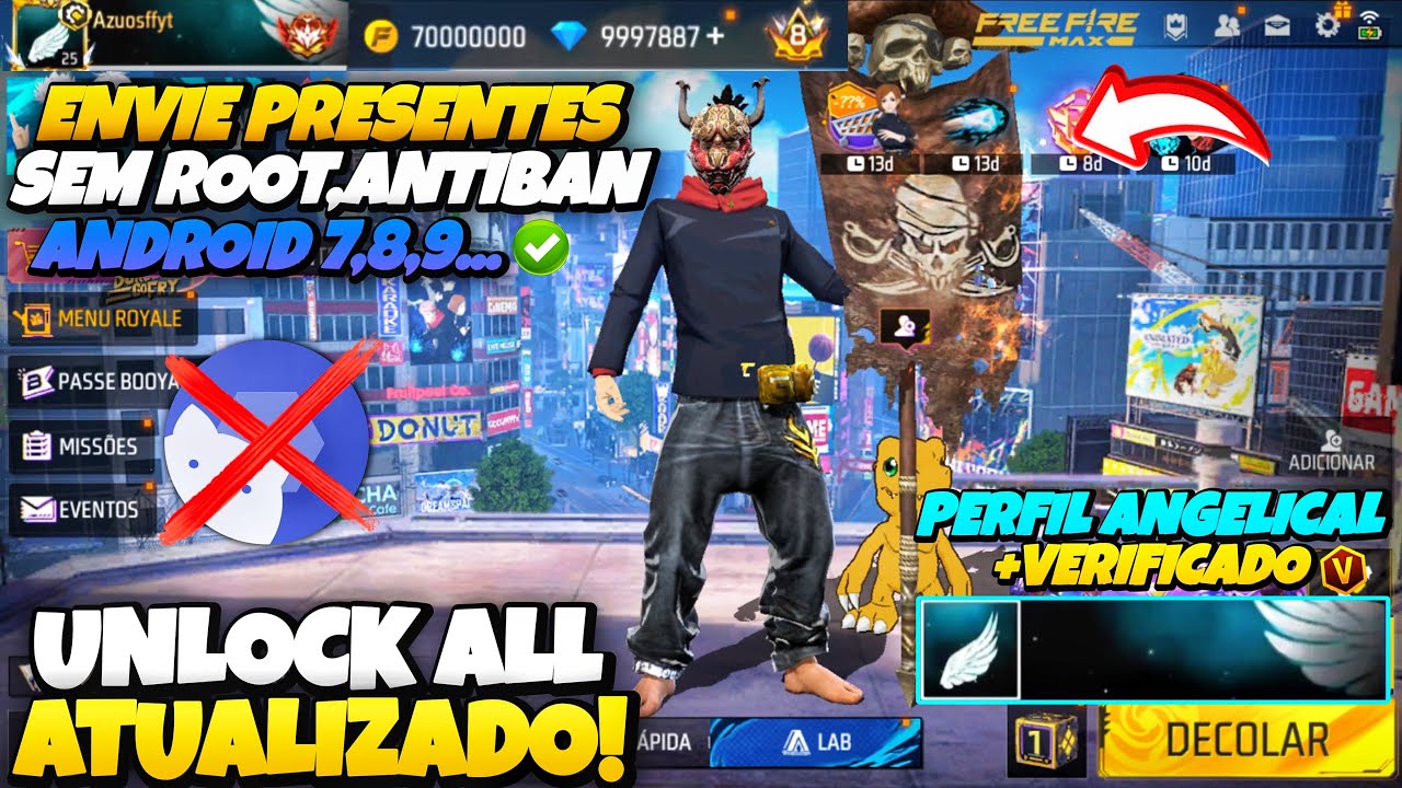 (ENVIANDO PRESENTES🎁) COMO COLOCAR UNLOCK ALL NO FREE FIRE, PEGANDO NA PARTIDA | LIBERE SKINS GRÁTIS