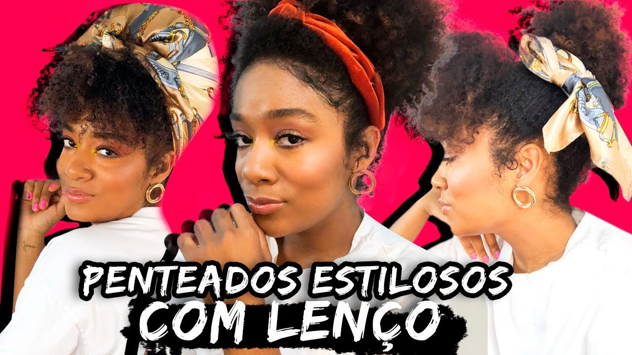 4 PENTEADOS COM LENÇOS PARA CABELO CRESPO CURTO