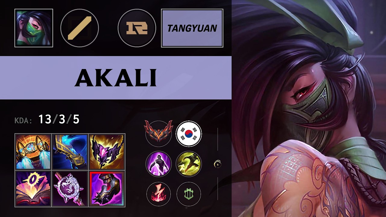 (RNG Tangyuan) Akali Mid vs Tristana - KR Grandmaster Patch 26.13