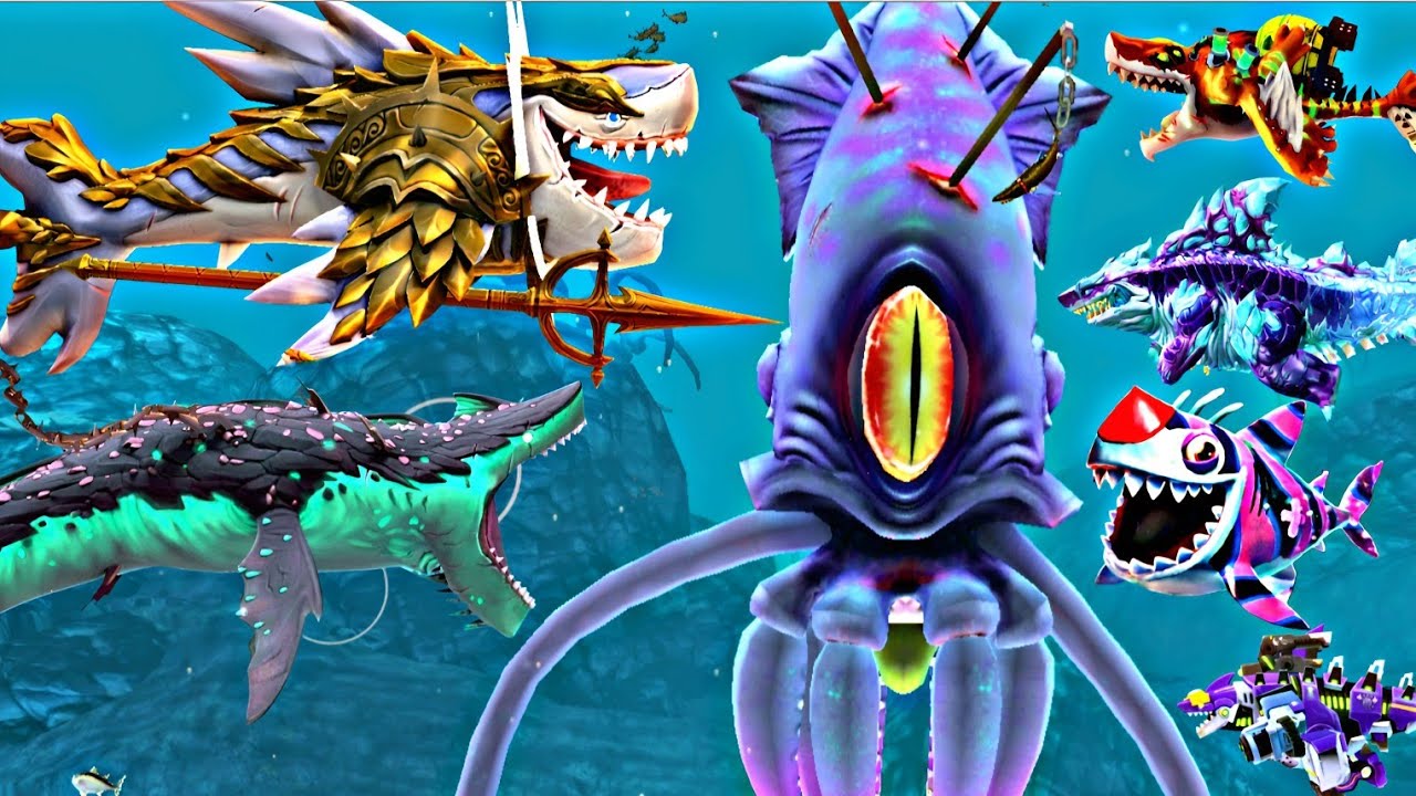New SHARCHANGEL Shark Unlock | Hungry Shark World New Shark & New Giant Colossal Squid Boss