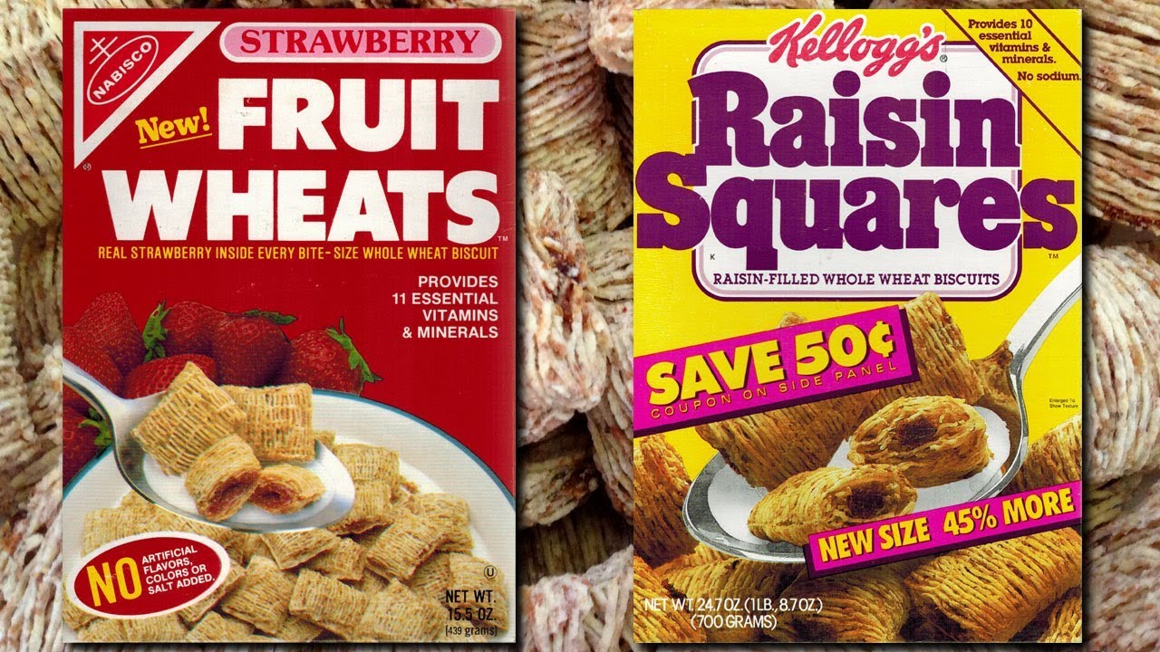 Raisin Squares (1982) & Fruit Wheats (1986)