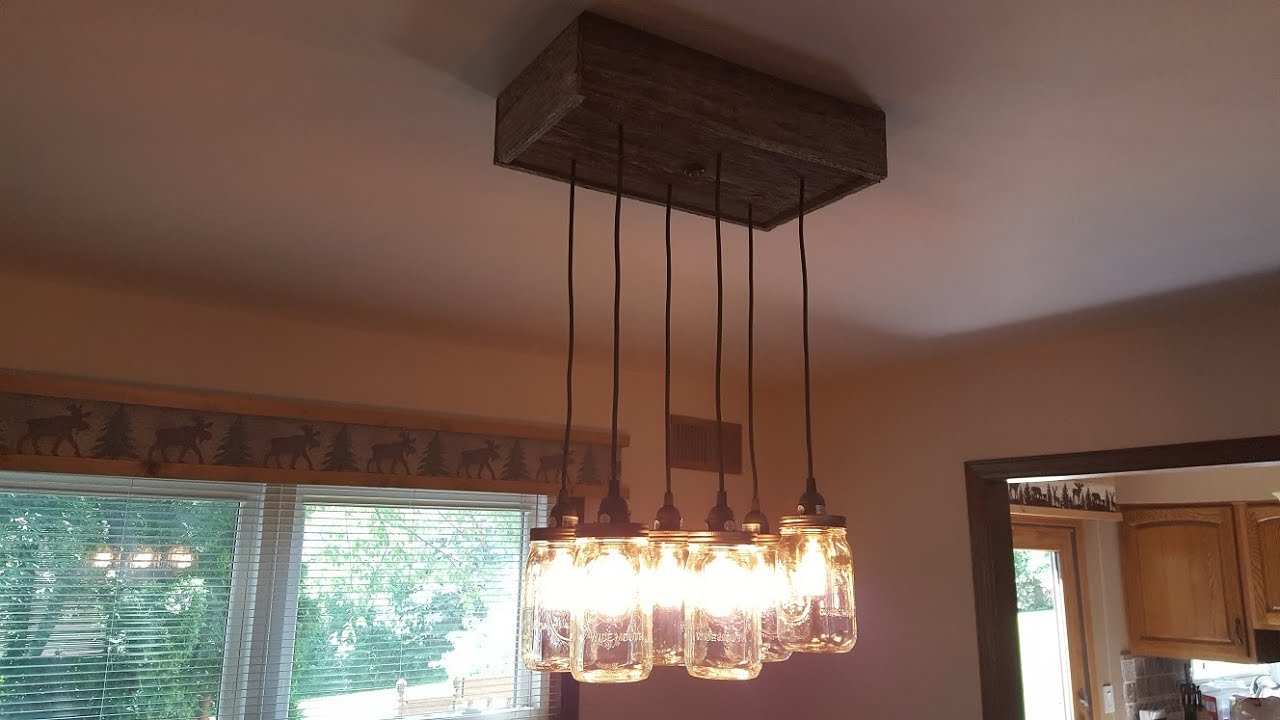 How to create a Mason Jar Chandelier using Reclaimed Barn Board