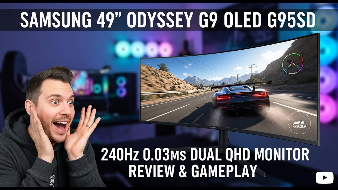 Samsung 49" Odyssey G9 OLED G95SD 240Hz 0.03ms Dual QHD Monitor Review & Gameplay