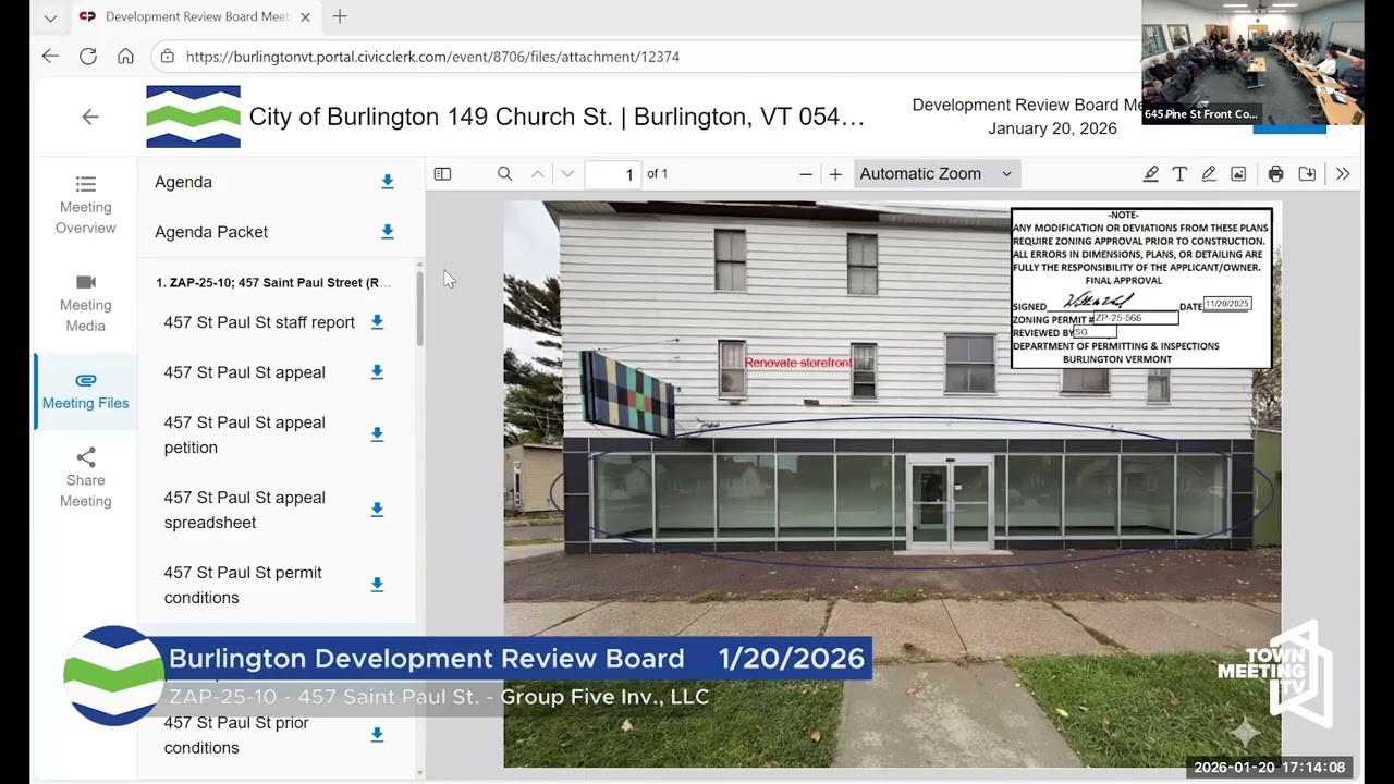 Burlington Development Review Board - 1/20/2026