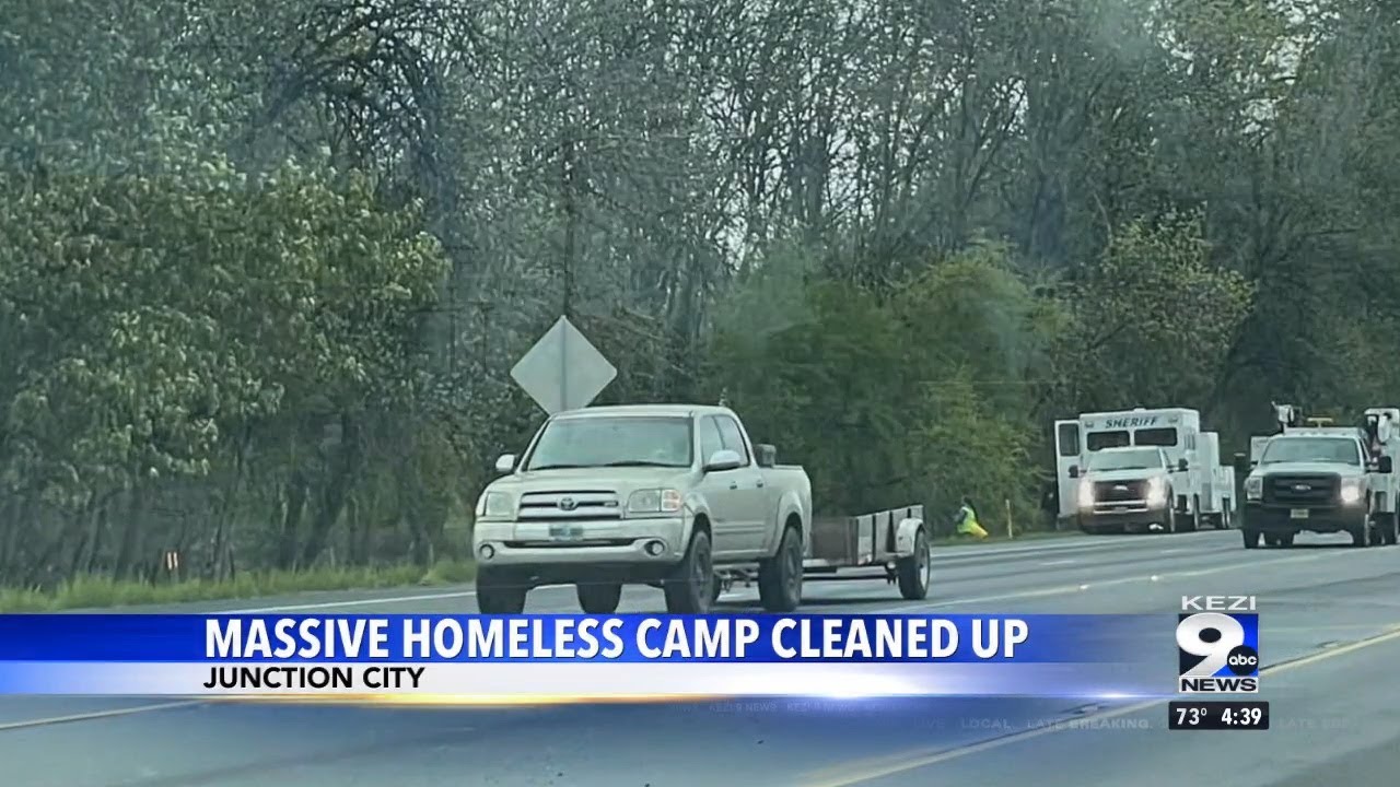 Large-scale homeless camp cleaned up along Highway 99 in Junction City