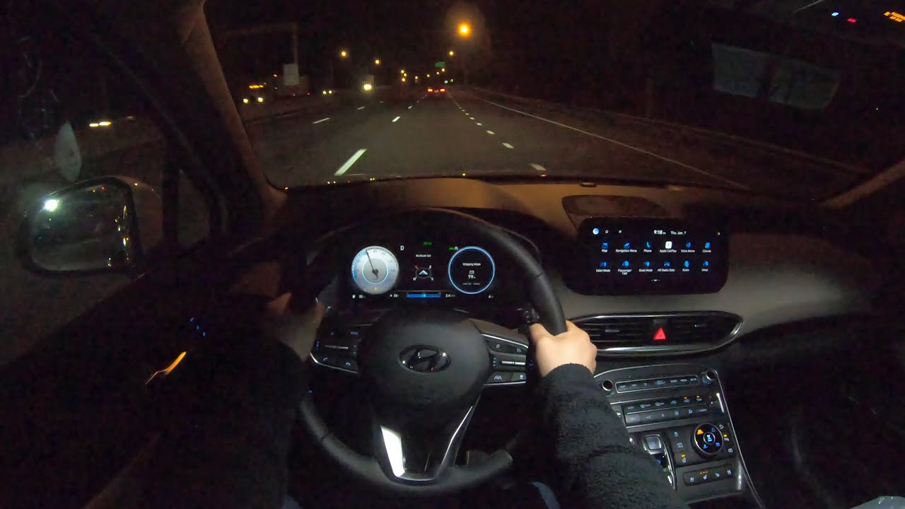 2021 Hyundai Santa Fe 2.5t Night POV Test Drive - Ton of Features and New Powerful Engine