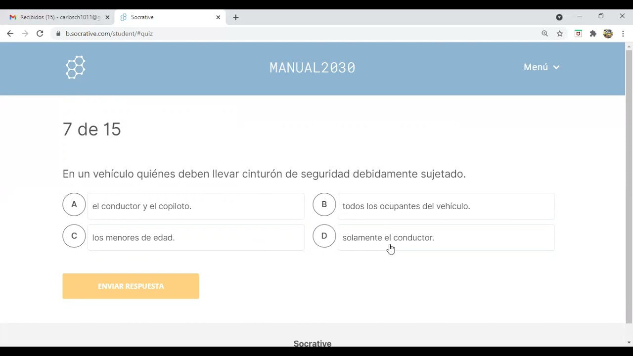 Examen Teórico COSEVI Manual del Conductor (Preguntas Varios Capítulos)