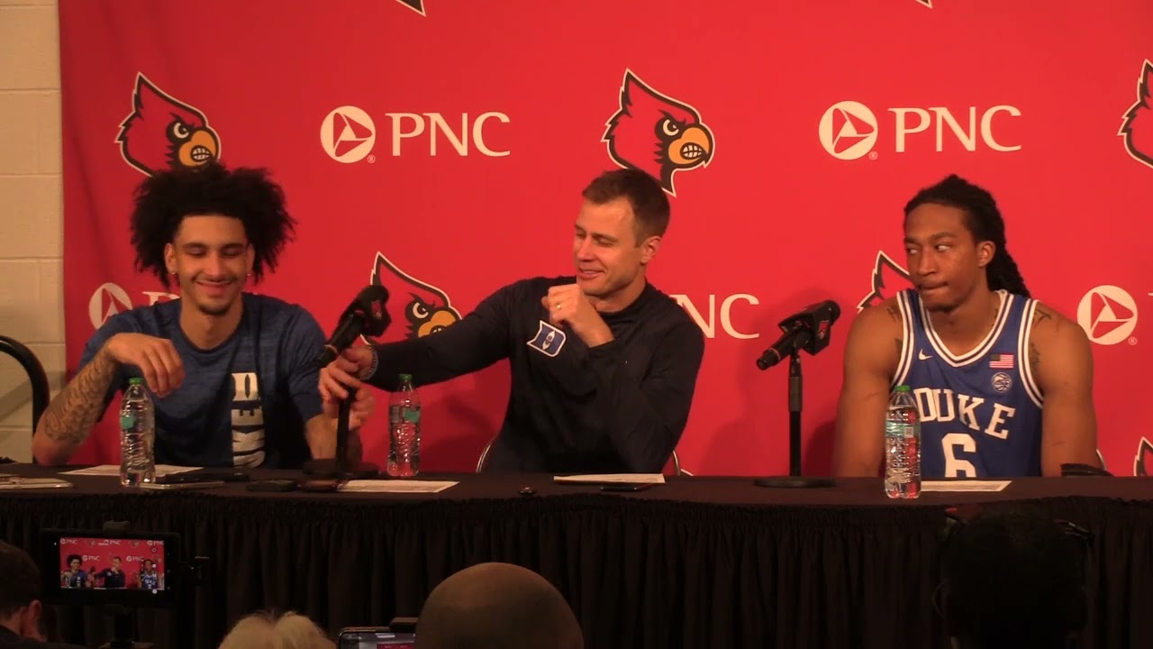Jon Scheyer, Tyrese Proctor and Maliq Brown Louisville Post-Game 12-8-2024