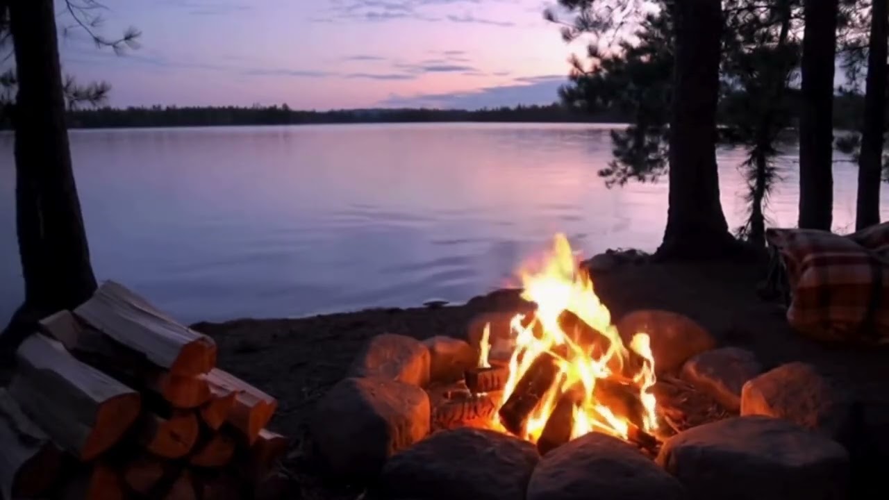 ASMR Lakeside Campfire | Crackling Fire, Water Sounds & Night Ambience