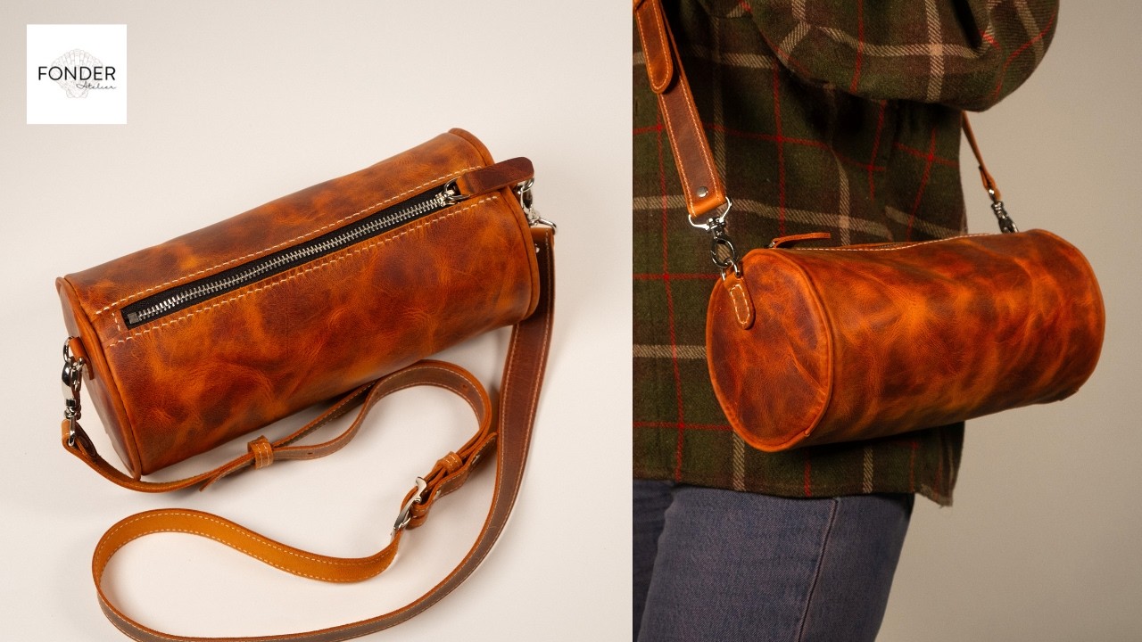How to Make 90s Leather Barrel Bag (Leather Craft Tutorial)