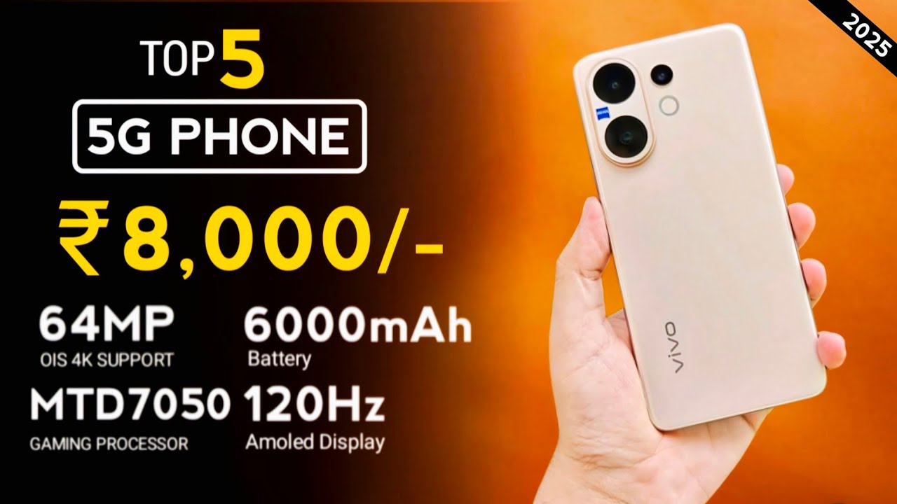 Top 5 Best 5G Mobile Phones Under 8000₹ In 2025⚡Best Budget 5G Smartphone Under 8000₹