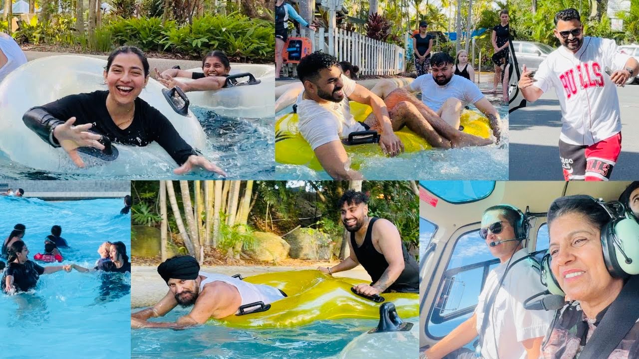 INDIAN PARENTS & HOMIES IN WATER PARK OF AUSTRALIA | MUM DAD HELICOPTER EXPERIENCE | INDER & KIRAT