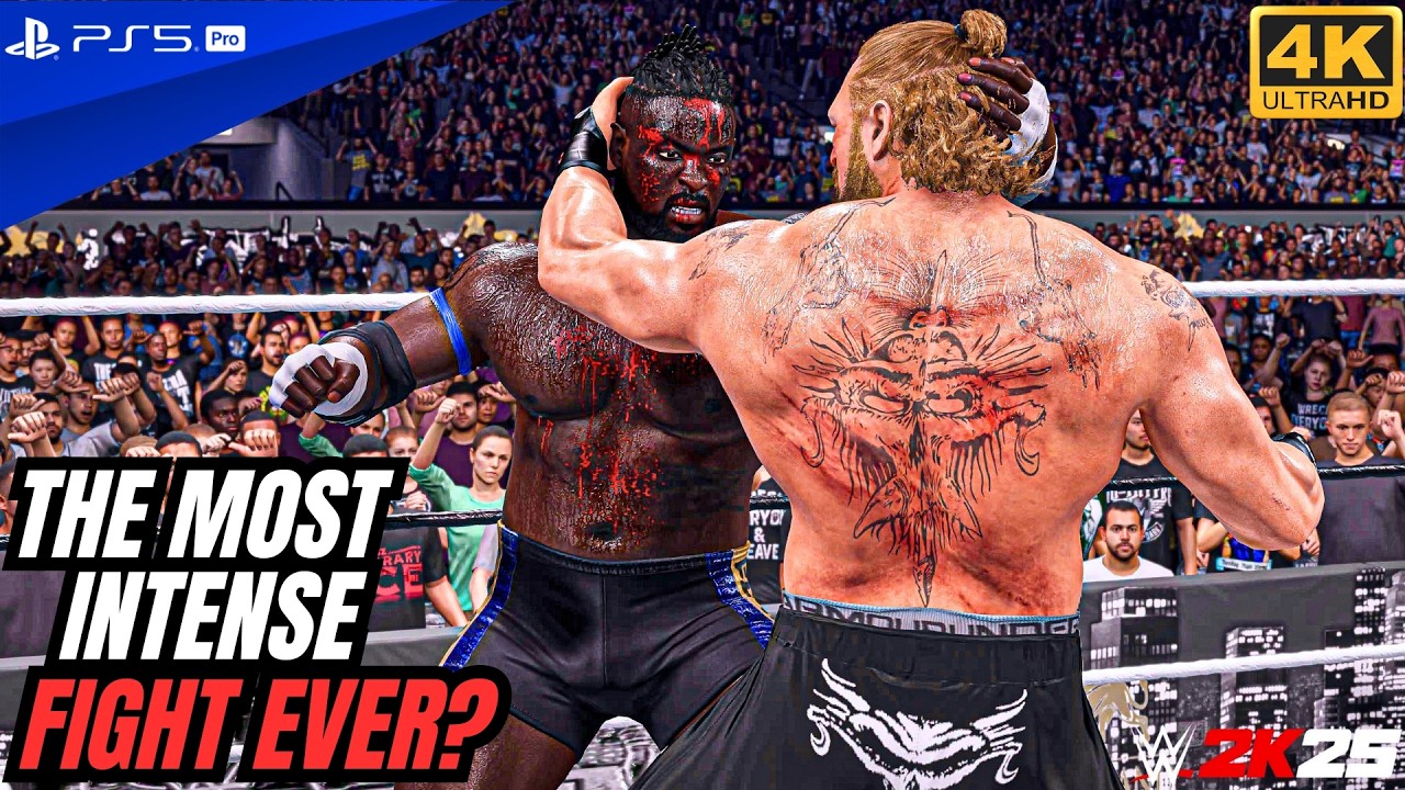 WWE 2K25 - Brock Lesnar Vs Oba Femi - Full Match at WrestleMania 42 | PS5™ Pro [4K60]