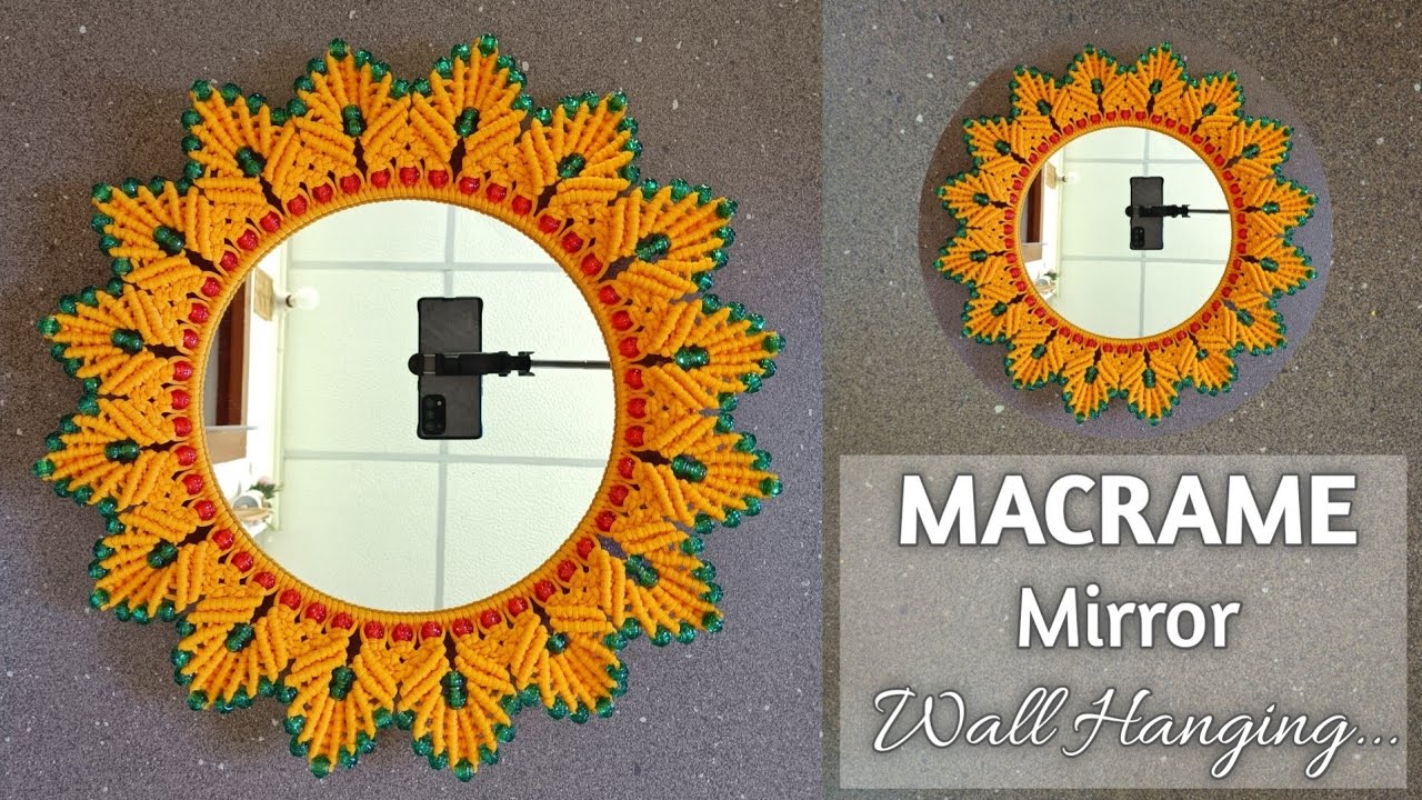 Macrame mirror Sunflower 🌻 design | Macrame Mirror Design Wall Hanging | Macrame mirror tutorial
