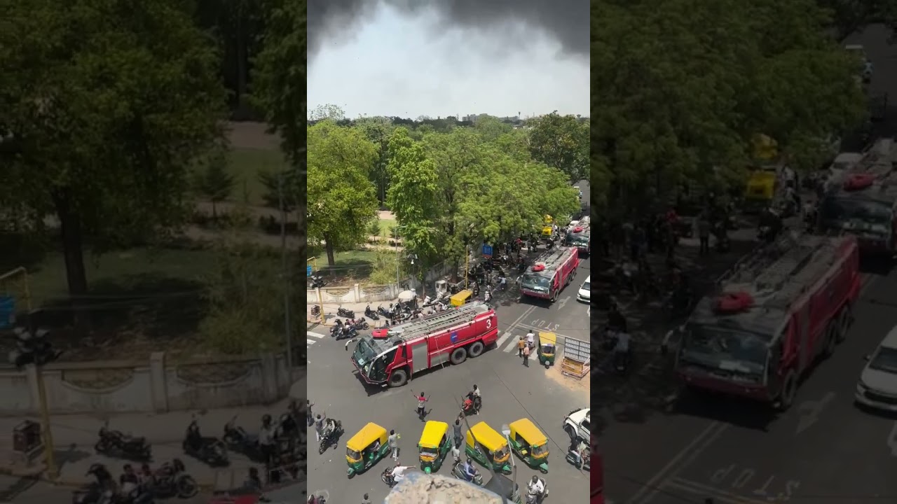 Fire truck on its way to the #Ahmedabad #Plane Crash rescue operation
