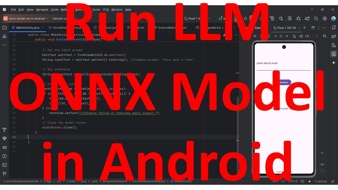 How to run an AI LLM model (using ONNX framework) locally in your Android App?