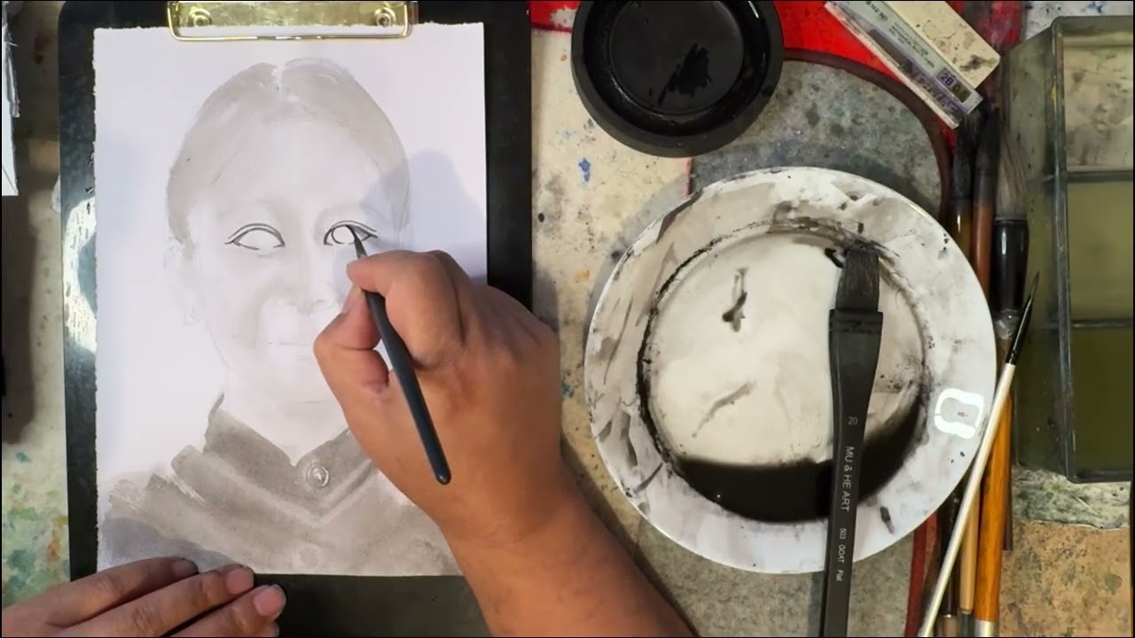 260128 每日水墨人物素描  Daily Water-ink Portrait Sketch  수묵 인물 스케치 水墨画の人物スケッチ