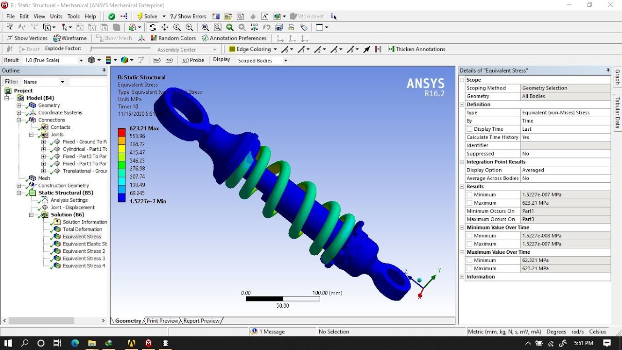 Static Structural Analysis on Mono Suspension System in Ansys Workbench