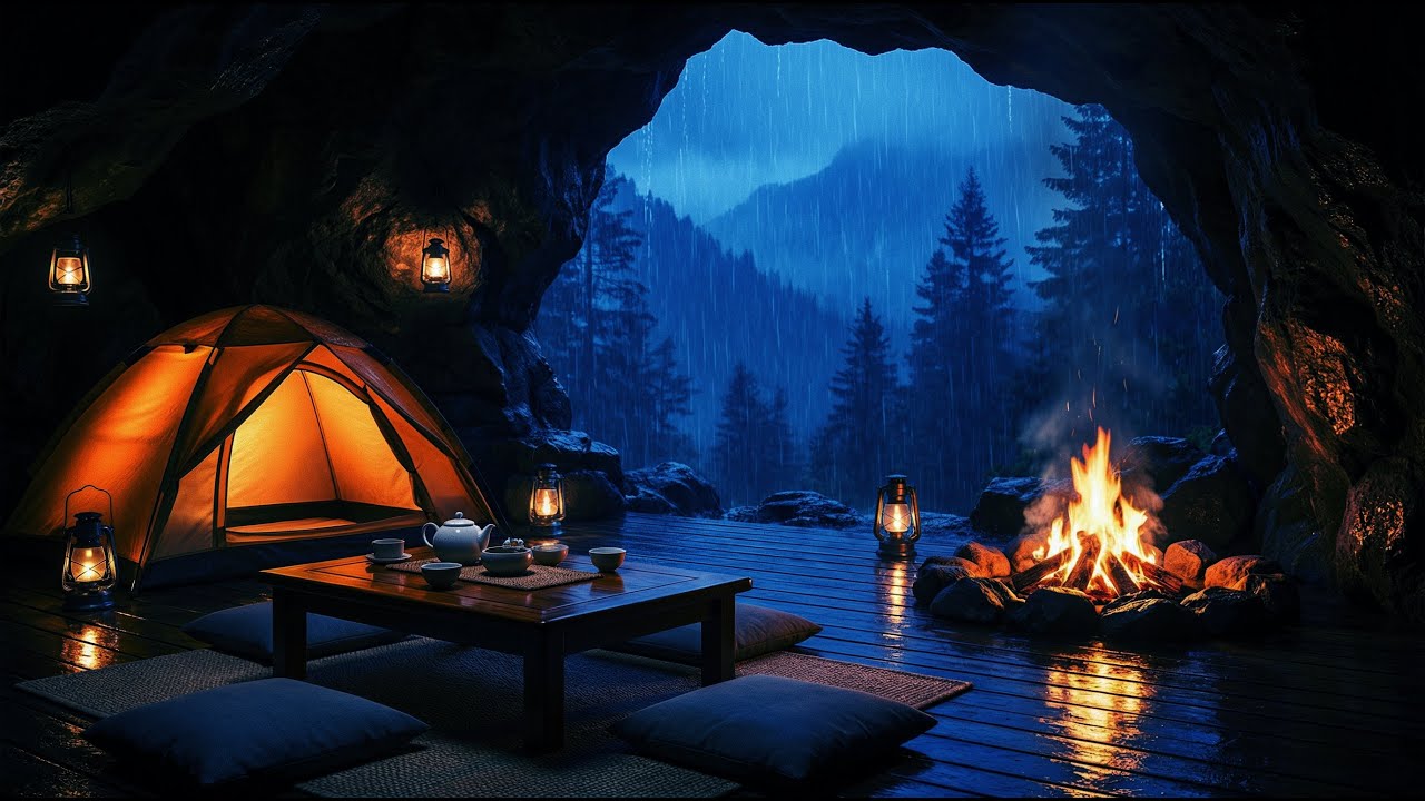 HEAVY RAIN IN CAVE FOR DEEP SLEEP & INSOMNIA RELIEF - RAIN SOUNDS FOR SLEEPING - RELAX, ASMR #2ycb